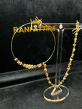 Bridal Gold & Maroon Beaded Bridal Nose Hoop/ Naath/ Nathli with Beaded Chain - Jewelsbyrani