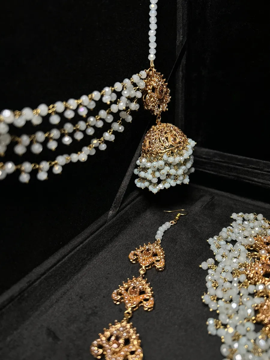 Icy Blue & Gold Bridal Set - Jewelsbyrani