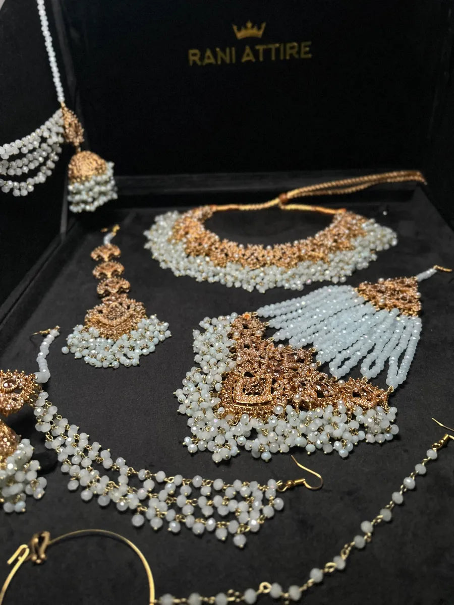 Icy Blue & Gold Bridal Set - Jewelsbyrani