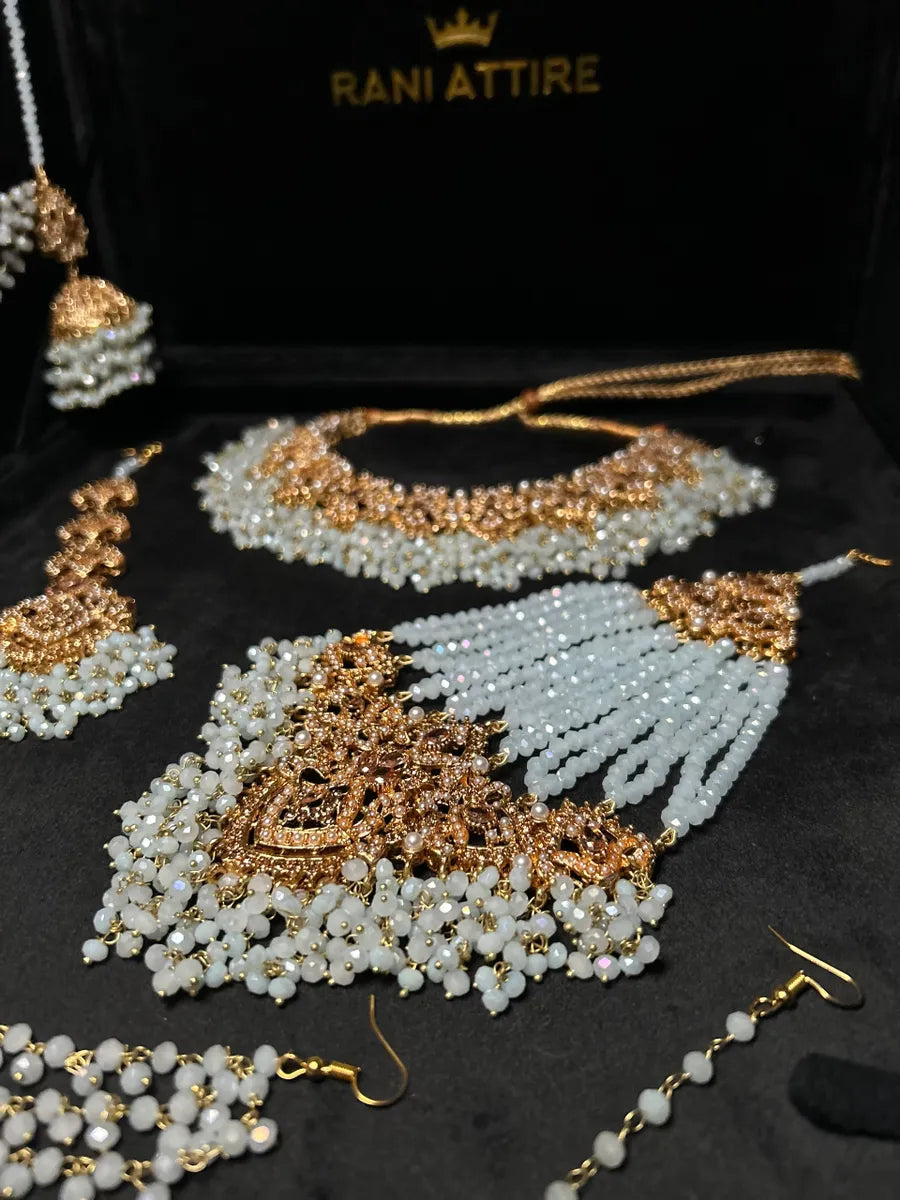 Icy Blue & Gold Bridal Set - Jewelsbyrani