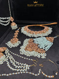 Icy Sage Green & Gold Bridal Set - Jewelsbyrani