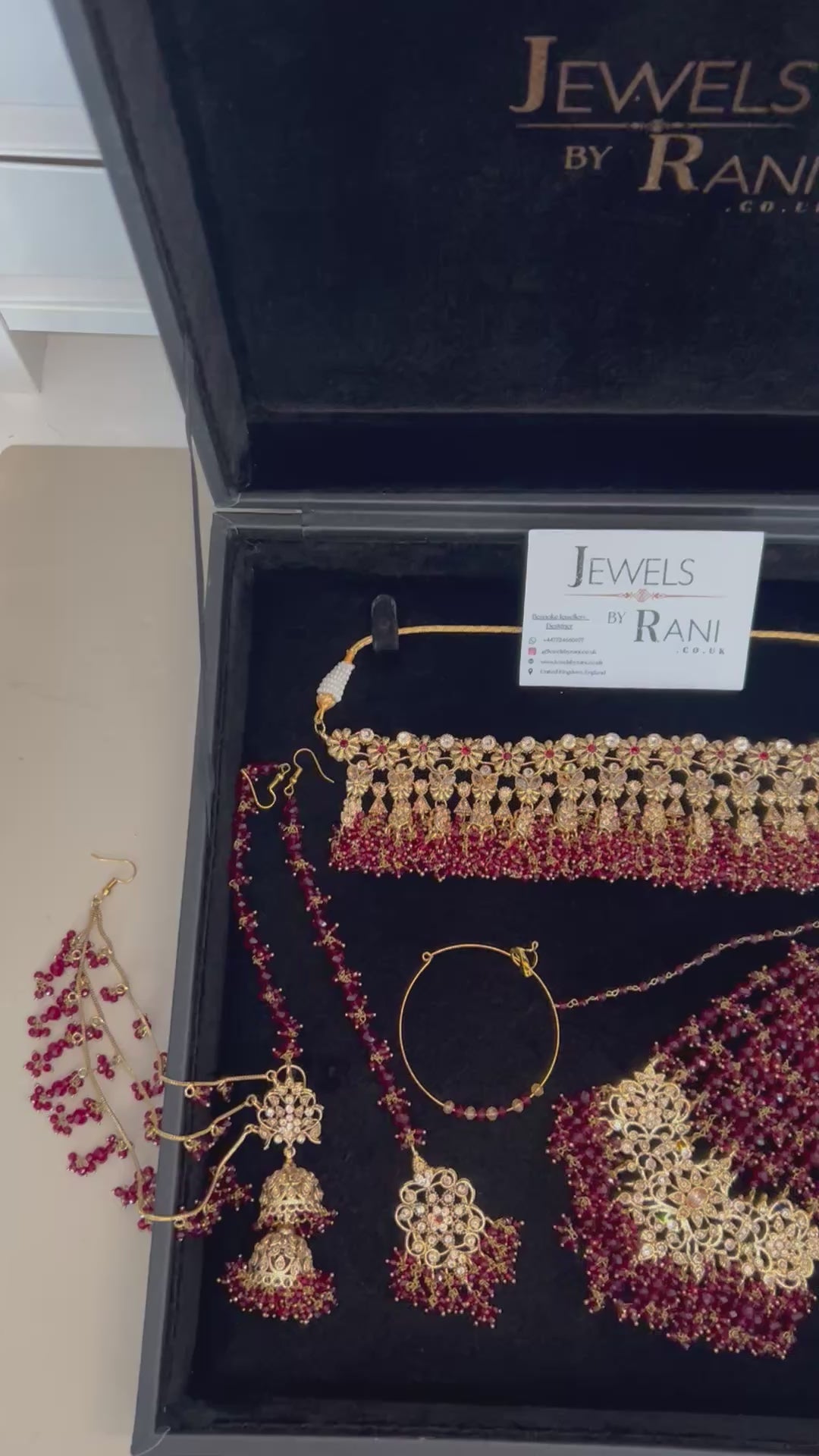 Beautiful Maroon Pakistani Choker Full Bridal Jewellery Set/ Style 7253