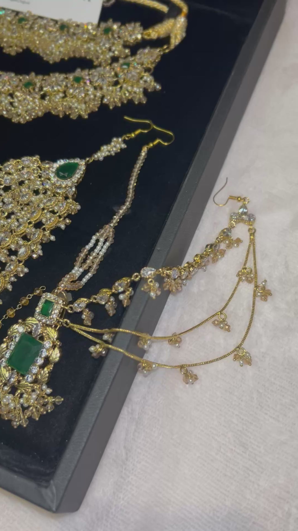 Beautiful Gold,White and Green 22crt Gold Plated Bridal Jewellery Set | Perfect for any occasion -Style 42186