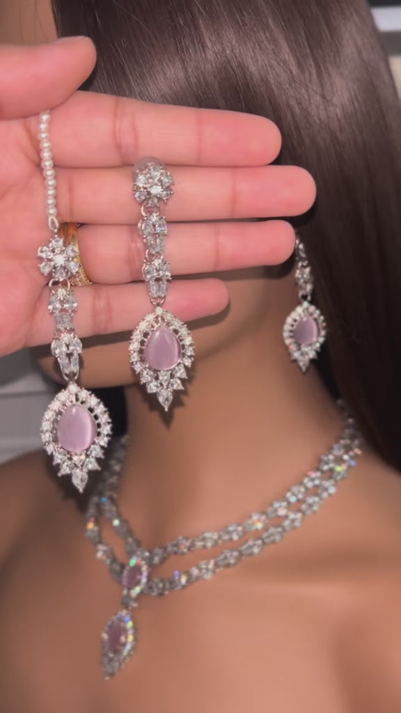 Beautiful Pink and Silver Statement Set