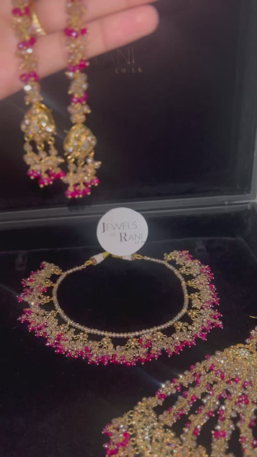 Hot Pink and Gold Kundan Bridal Jewellery Set 22crt Gold Plated