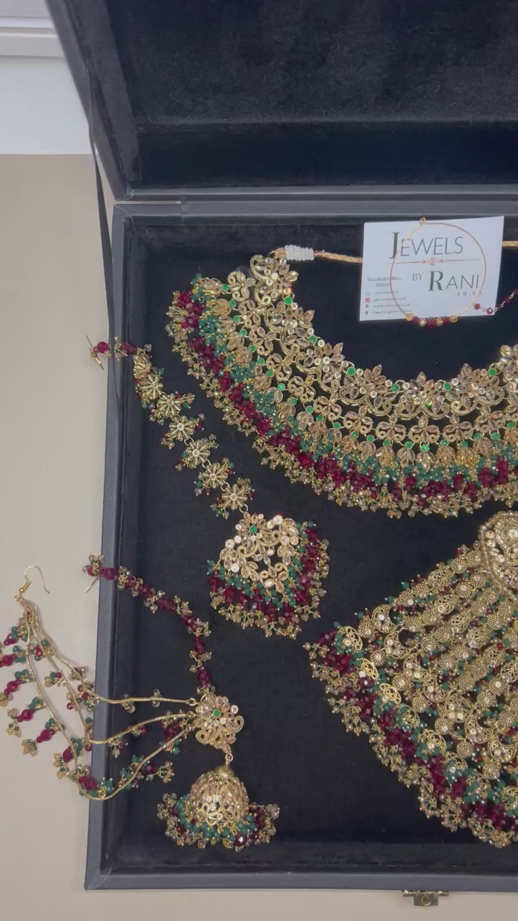 Beautiful Maroon & Green 22 crt Gold Plated Bridal Jewellery Set Style 953