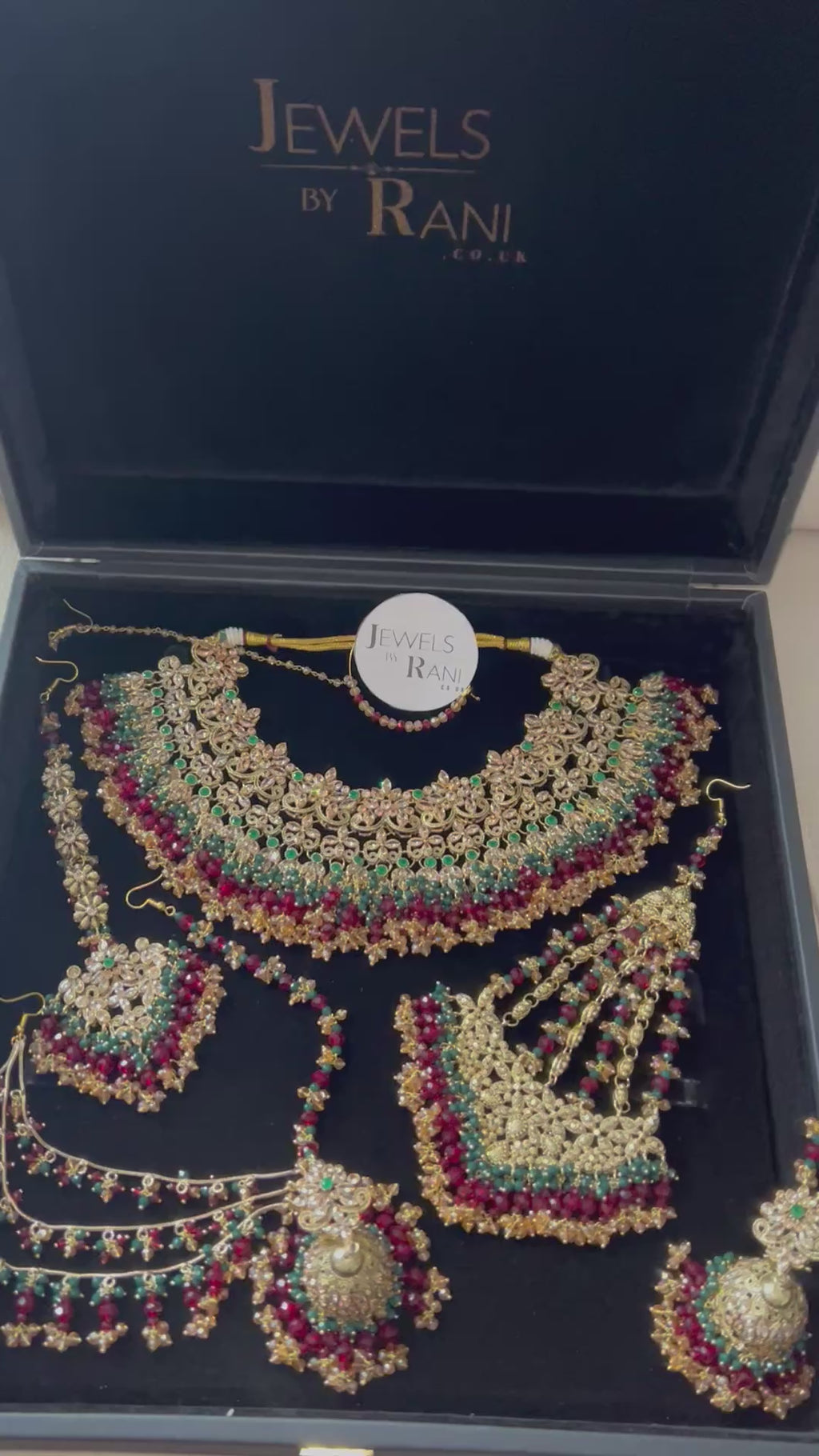 Pre order 6 Weeks - Stunning Detailed Green and Maroon Bridal Jewellery Set