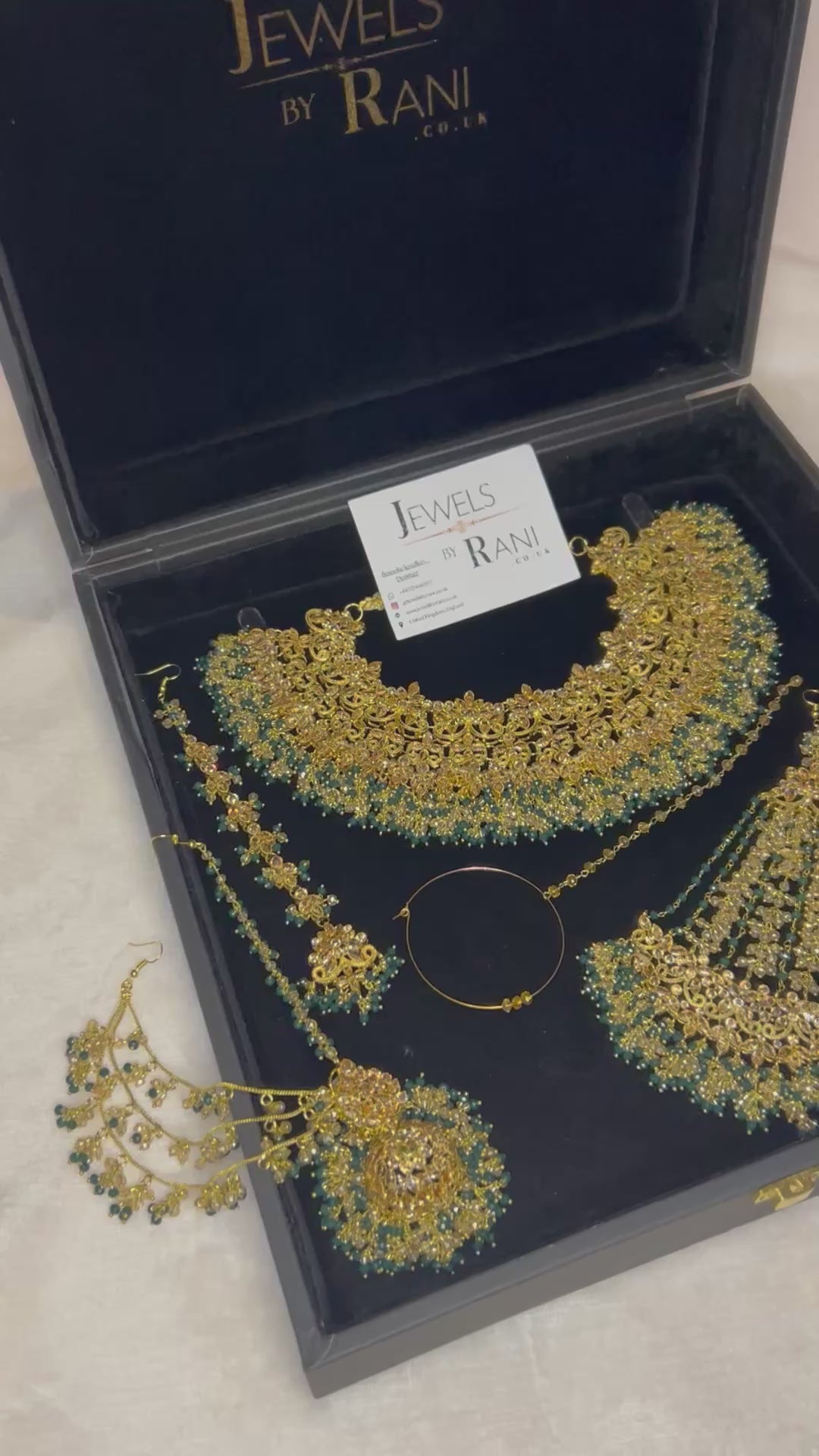 22crt Gold Plated  - Green and Gold Bridal Set Style 4381