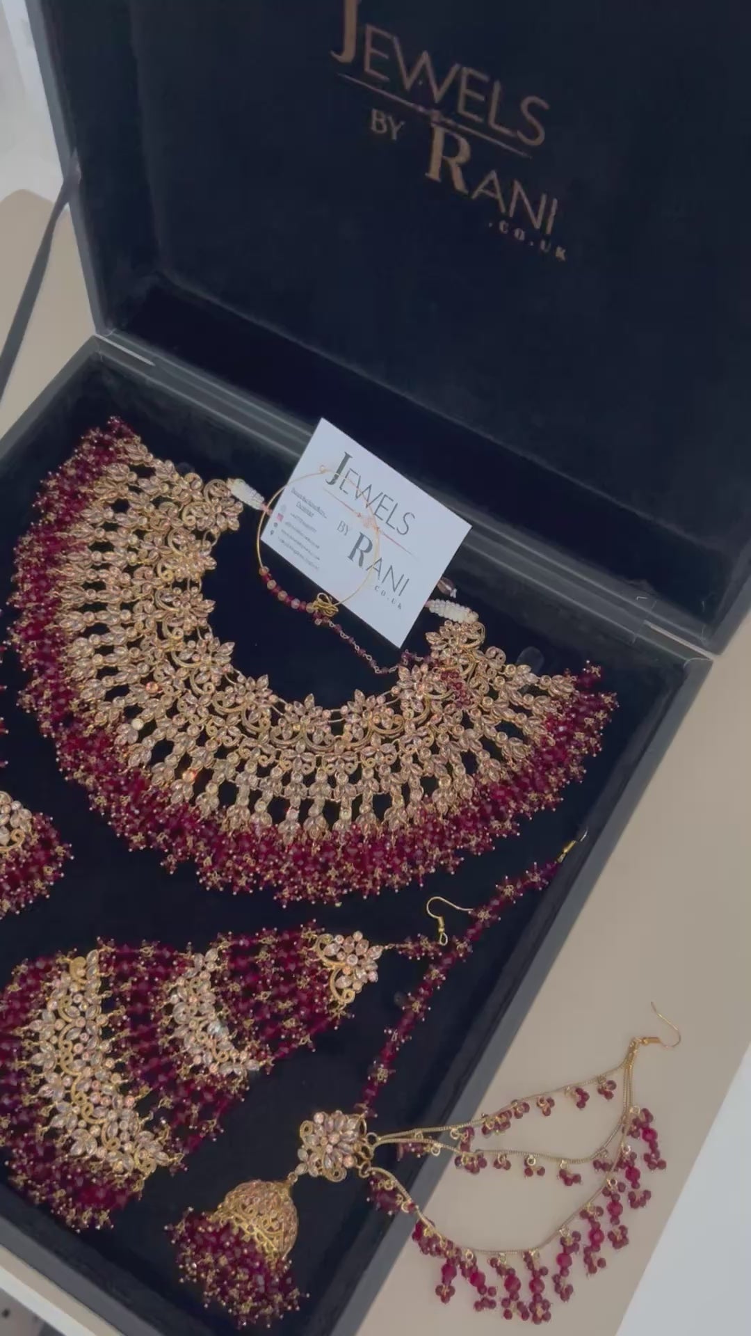 Stunning, Pakistani Trending Maroon Full Bridal Jewellery Set/ Style 87 Large Necklace